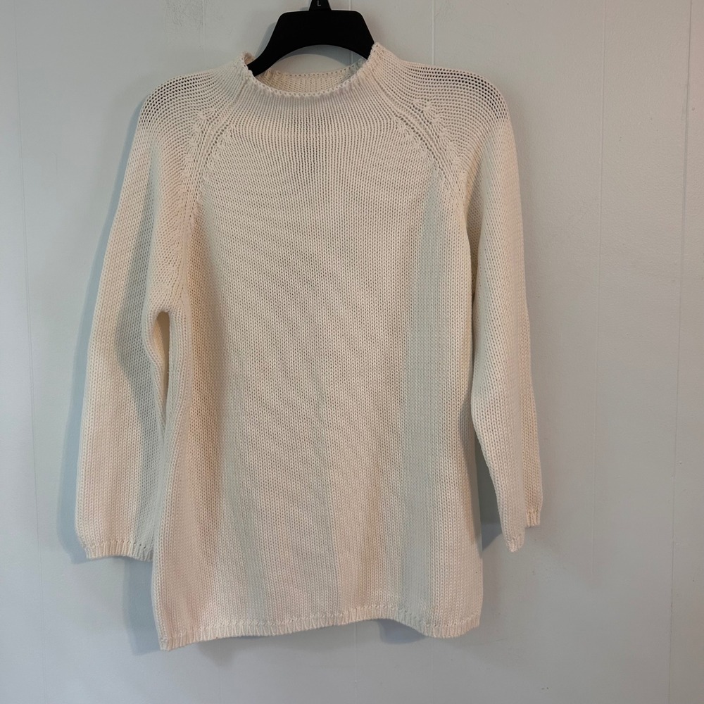 White Stag Womens White Mock Neck Raglan Shaker Knit Sweater NWT Large 12/14